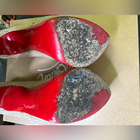 Christian Louboutin Highness Peep Toe Platform Pump size 37.5 Beige Snakeskin - Picture 5 of 9